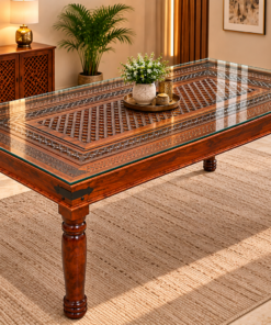 Jiksa Sheesham Wood Dining Table in Honey Finish