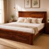 Jiksa Sheesham Wood King size Bed without storage in honey finish