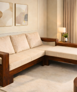 L Shape Sheesham Wood Sofa in Honey Finish