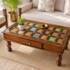 LT Tile Sheesham Wood coffee table with drawer in Honey Finish