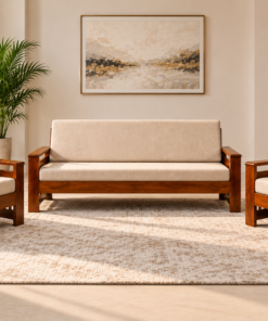 Magazine 5 Seater Sheesham Wood Sofa Set in Honey Finish