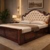 Moon Cushion Sheesham Wood King Size Bed in Honey Finish