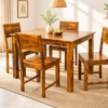 Notch 4 Seater Sheesham Wood Dining Set in Teak Finish