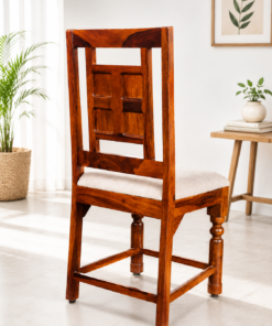 Plus Sheesham Wood Dining Chair with cushion in Honey Finish