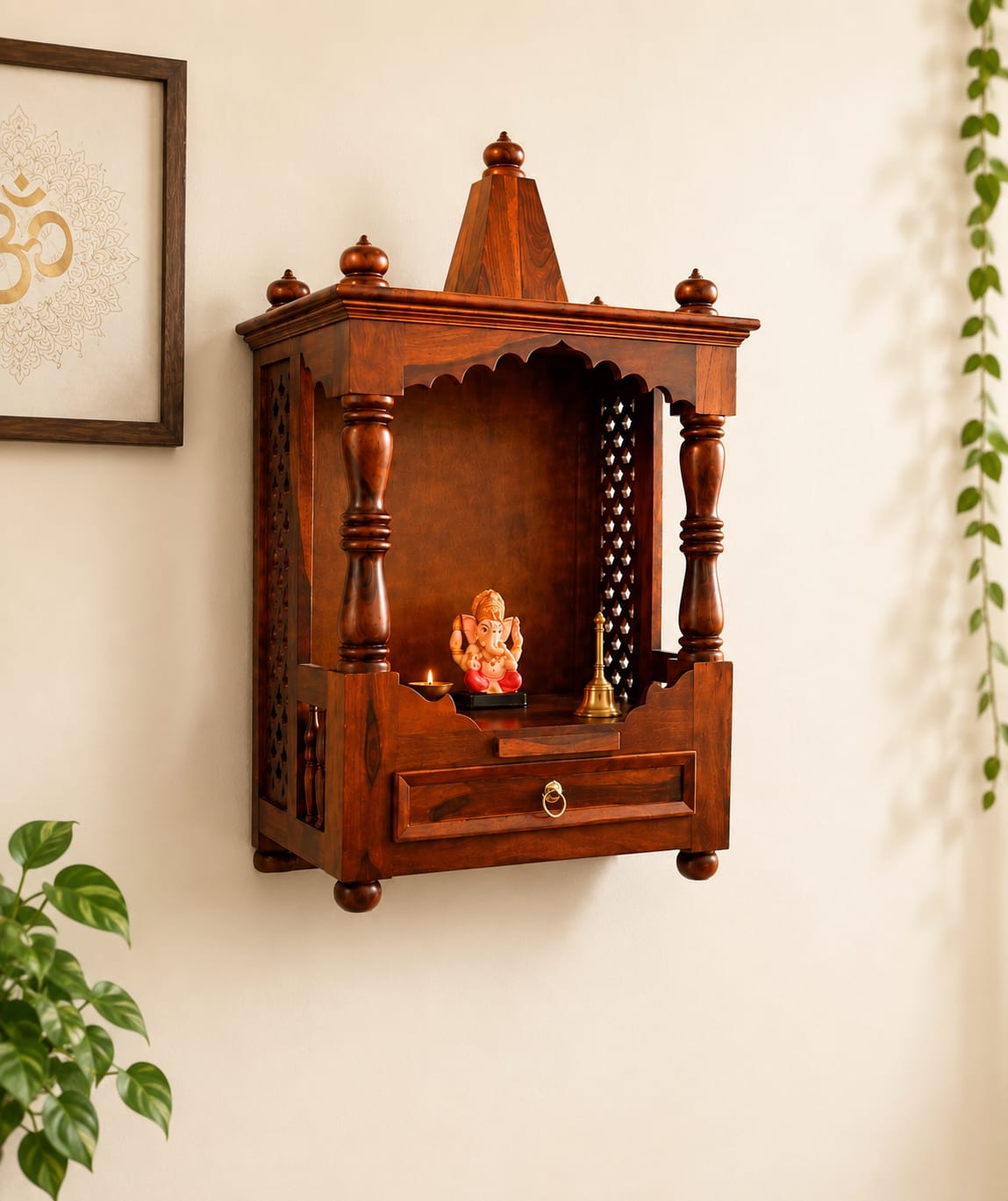Precious Sheesham Wood Temple in Honey Finish