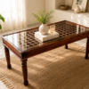 Rustic 6 Seater Sheesham Wood Dining Table in Honey Finish