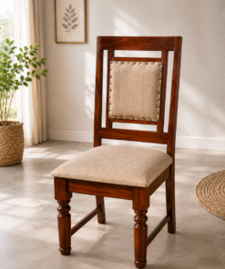 Rustic Dining Chair with Cushion in Honey Finish