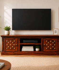 Rustic TV Cabinet in Honey Finish
