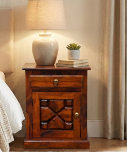 Shape Bed Side Table in Honey Finish