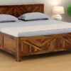 Supreme Queen Size Bed with Hydraulic Storage in Honey Finish