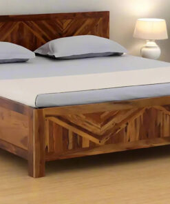 Supreme Queen Size Bed with Hydraulic Storage in Honey Finish