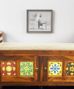 Tile Sheesham Wood Shoe Rack in Honey Finish