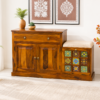 Tile Sheesham Wood Shoe Rack with Seat in Honey Finish