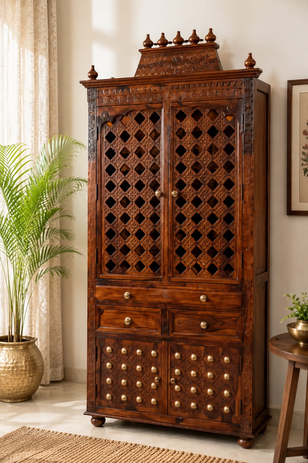 Unniverse Sheesham Wood Temple in Honey Finish
