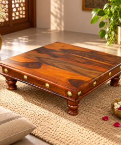 Wooden Sheesham Wood Chowki in Honey Finish
