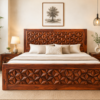 Wooven Sheesham Wood King Size Bed Box Storage in Honey FInish