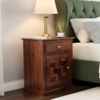 Woven Bed Side Table in Honey Finish