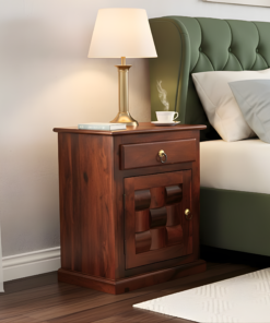Woven Bed Side Table in Honey Finish