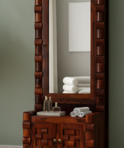 Woven Sheesham Wood Storage Dresser in Honey Finish