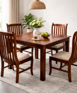 Wreath 4 Seater Sheesham Wood Dining Set in Honey Finish