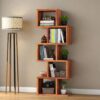 Zig Zag Sheesham Wood Book Rack in Honey Finish