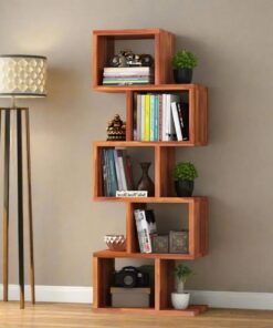 Zig Zag Sheesham Wood Book Rack in Honey Finish