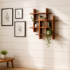 Zig Zag Sheesham Wood Wall Shelf in Honey Finish