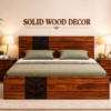 Ziva Sheesham Wood King Size Bed with Box storage in Honey Finish
